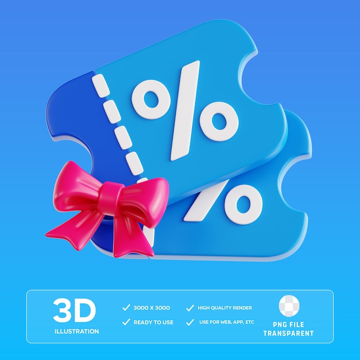 PSD иллюстрация купона psd в 3d