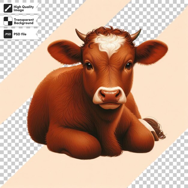 PSD psd cow with horns on transparent background