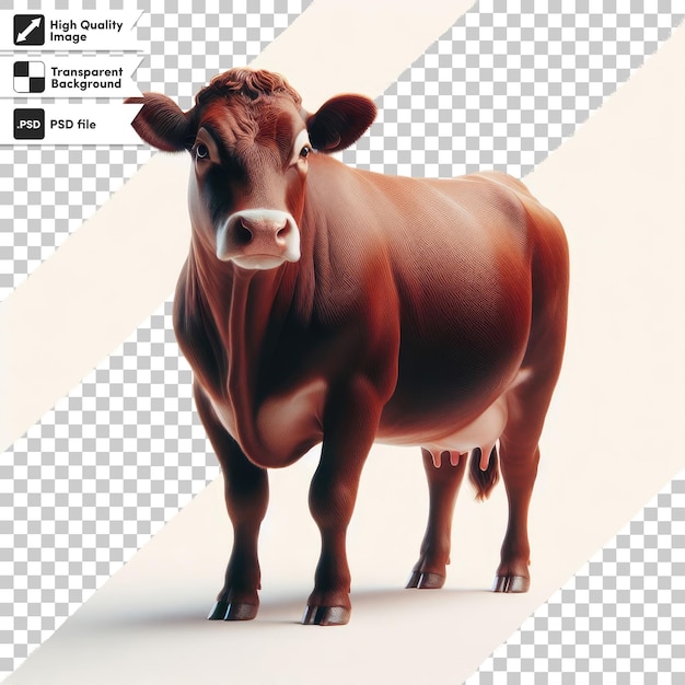 Psd cow with horns on transparent background