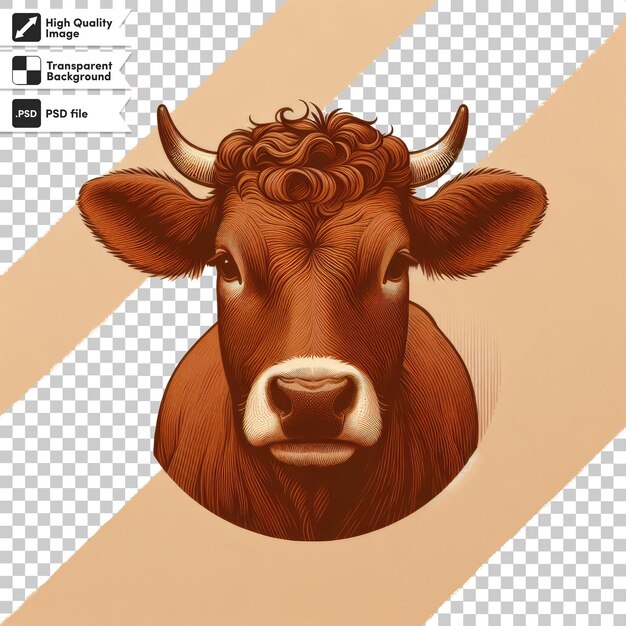 PSD psd cow with horns on transparent background