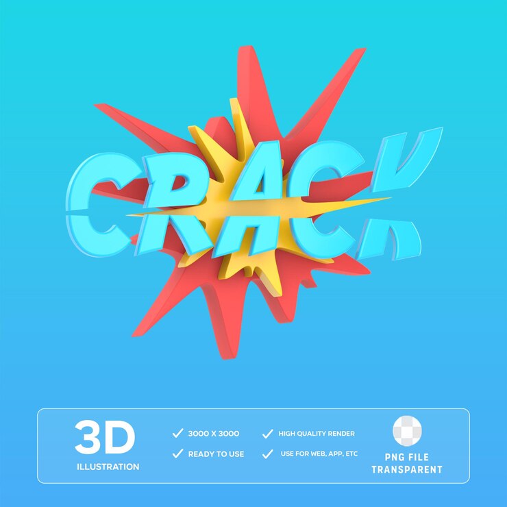 PSD psd crack 3d illustration