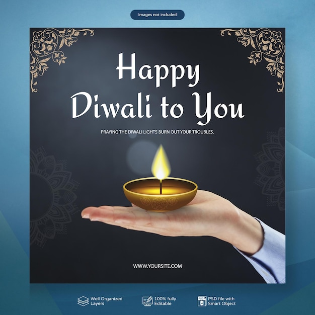 Psd creatief gelukkige diwali social media post