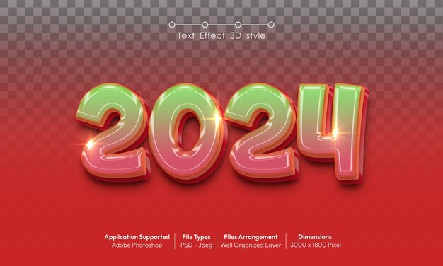 PSD creative 2024 new year eve background design with 3d text effect font style 28