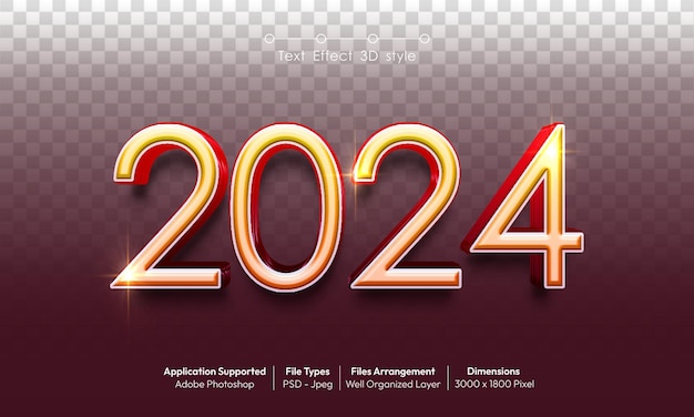 PSD creative 2024 new year eve background design with 3d text effect font style 36