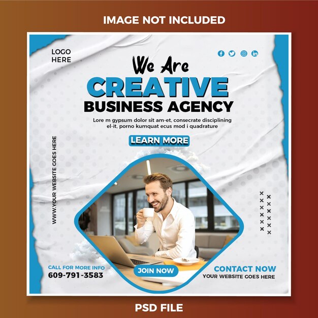 PSD psd creative business agency sociale media live webinar post sjabloon