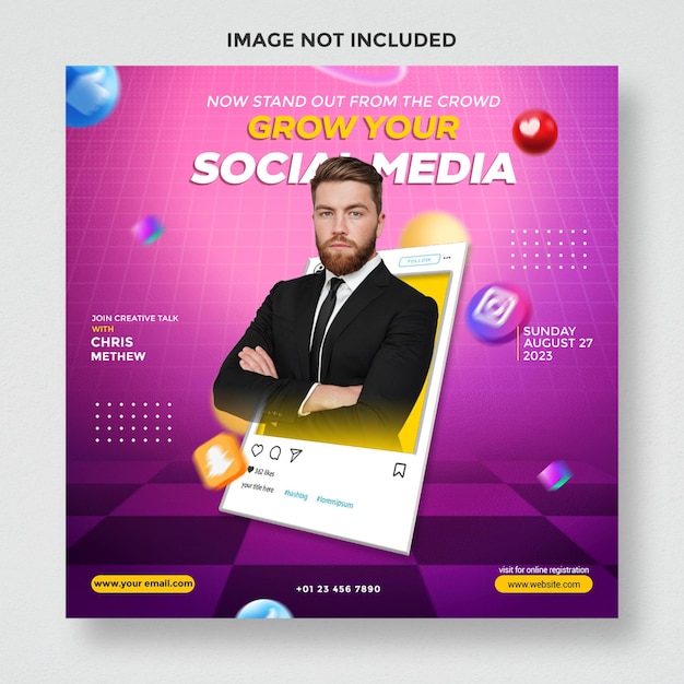 PSD concetto creativo psd instagram live social media e modello di promozione del marketing digitale