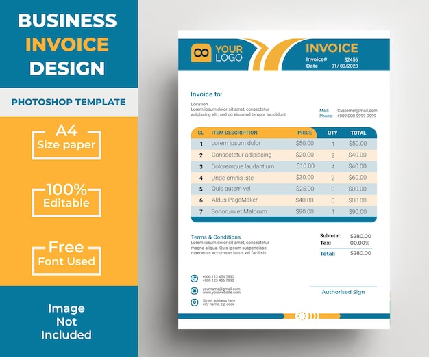 PSD psd creative corporate invoice cash memo design template