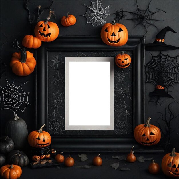 Psd creative halloween frame mockup