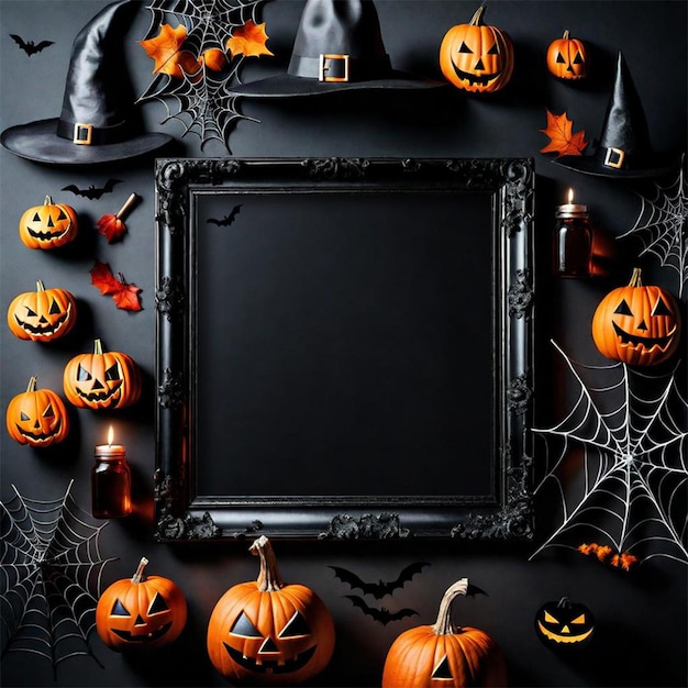 Psd creative halloween frame mockup