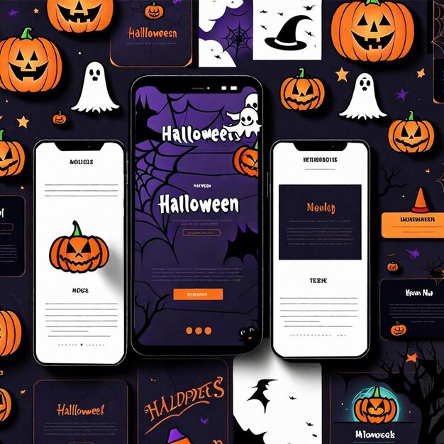 PSD psdのクリエイティブなハロウィーンフレームモックアップ