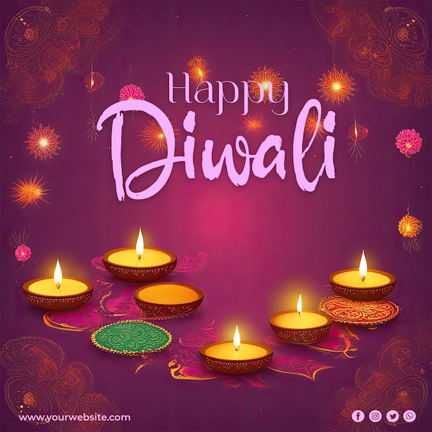 PSD psd creativo felice diwali post sui social media