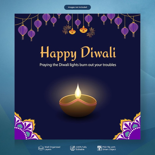 PSD psd creative happy diwali social media post