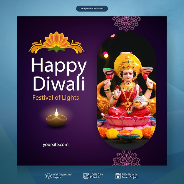 PSD psd creative happy diwali social media post