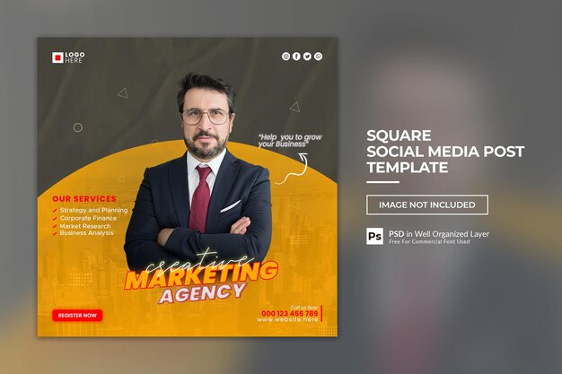 PSD psd creative marketing agency and corporate business social media post banner template