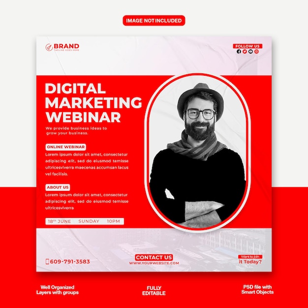 PSD psd creative marketing webinar and corporate social media banner or instagram post template