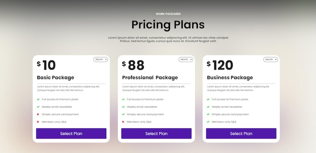 PSD psd creative pricing table design