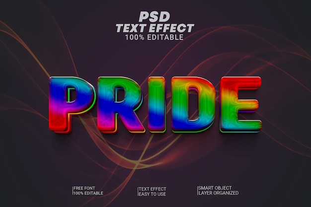 PSD creative Pride 3d editable text effects style