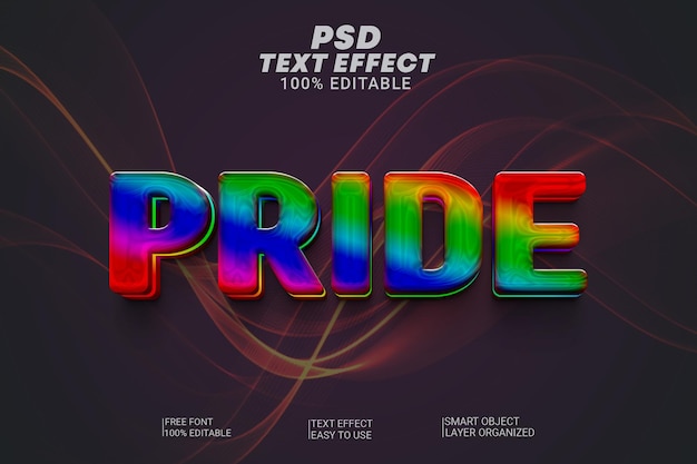 PSD psd creative pride 3d stile di effetti di testo modificabili