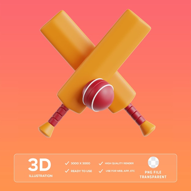 PSD クリケット 3D イラスト