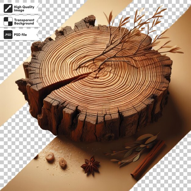 PSD psd cross section of tree stump on transparent background