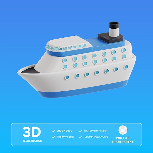 PSD Cruise Ship 3D Illustration