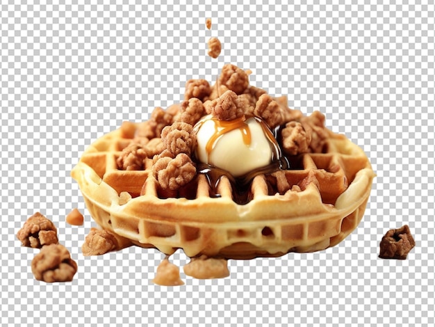 PSD psd of a crunchy waffle dessert on transparent background