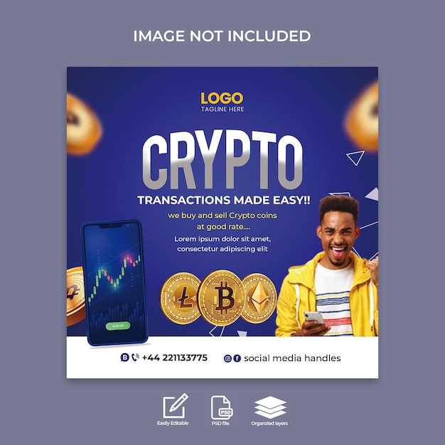 Psd crypto currency social media post template