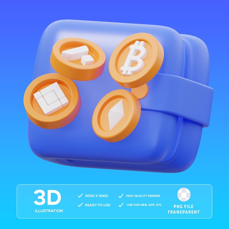 PSD psd crypto wallet 3d illustration