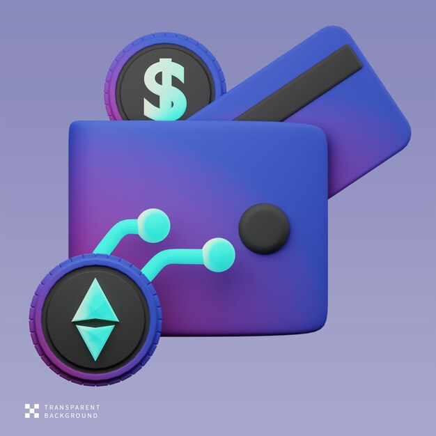 PSD cryptocurrency wallet 3D Illustration