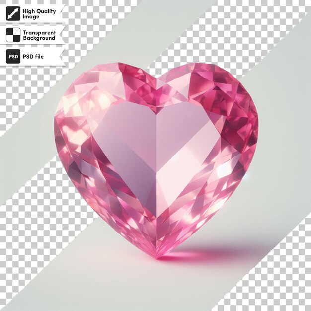 PSD psd crystal heart with diamonds on transparent background with editable mask layer