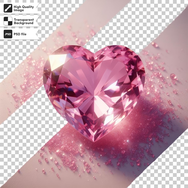 PSD psd crystal heart with diamonds on transparent background with editable mask layer