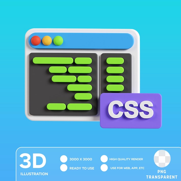 PSD psd css coding 3d illustration