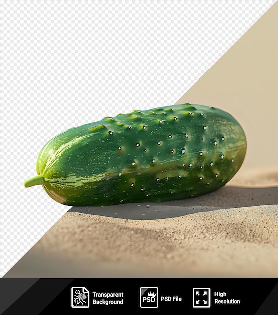 Psd cucumber in the sand on the beach png