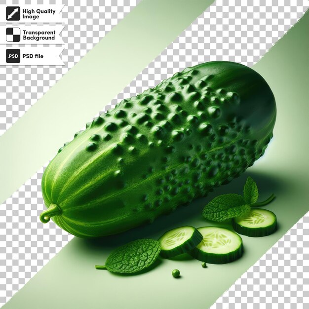 Psd cucumber slices on a plate on transparent background