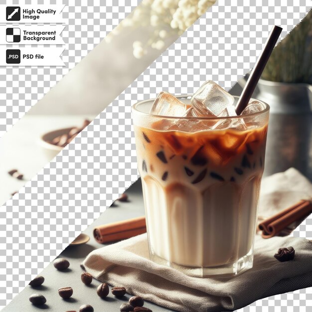Psd cup of coffee with cinnamon on transparent background