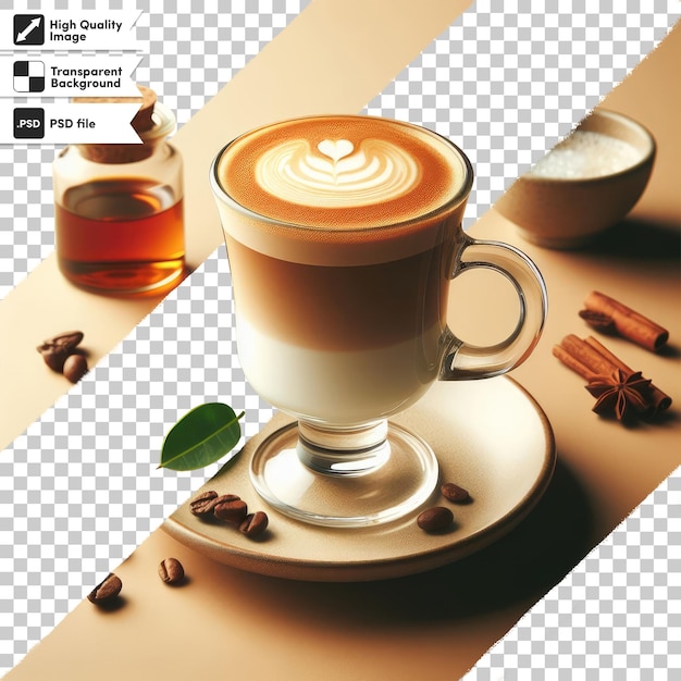 PSD psd cup of coffee with milk on transparent background with editable mask layer