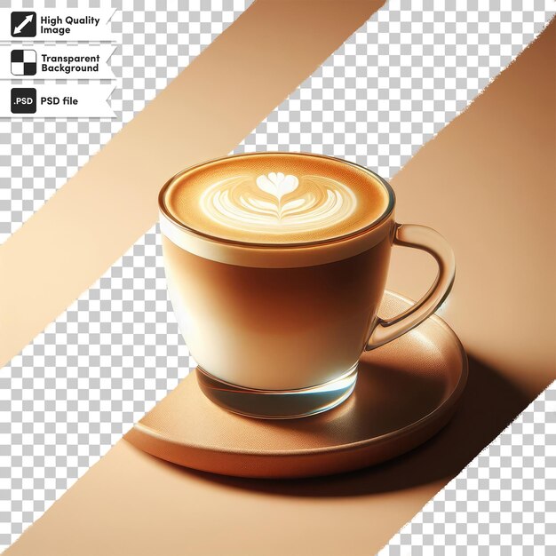 Psd cup of coffee with milk on transparent background with editable mask layer
