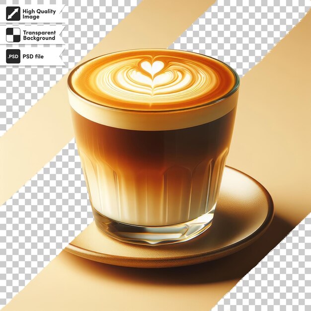 Psd cup of coffee with milk on transparent background with editable mask layer