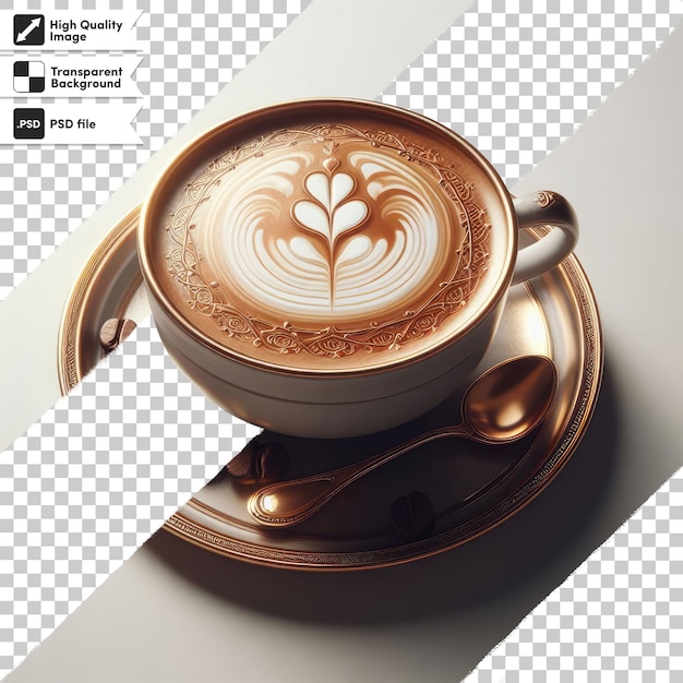 편집 가능한 마스크 계층으로 투명한 배경에 우유와 함께 PSD 커피 컵