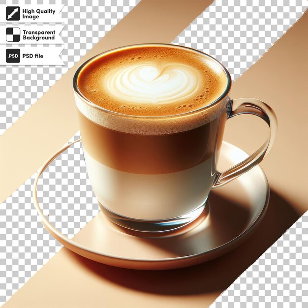 Psd cup of coffee with milk on transparent background with editable mask layer