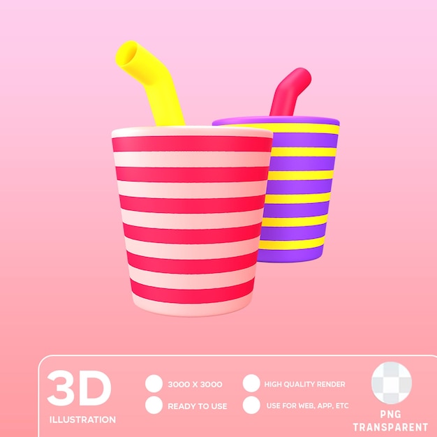 PSD illustrazione 3d di psd cup juice