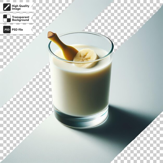 Psd cup of milk and banana on transparent background