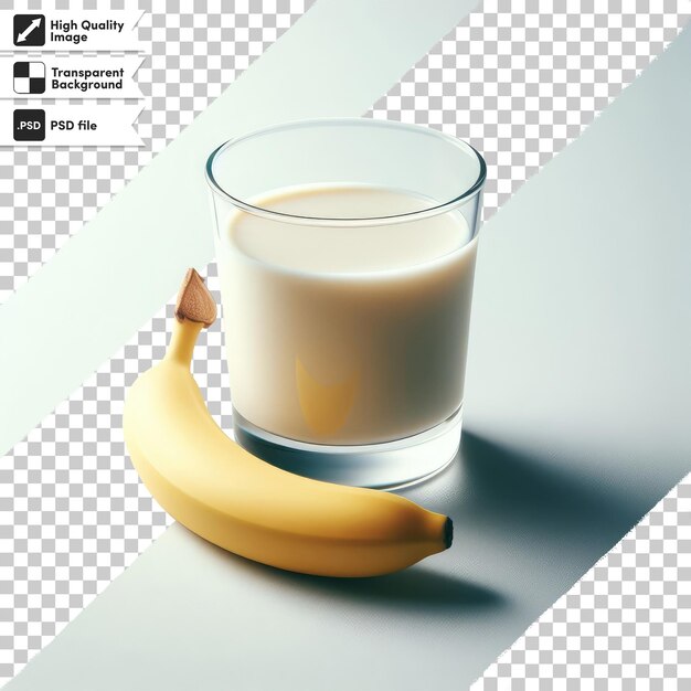 Psd cup of milk and banana on transparent background