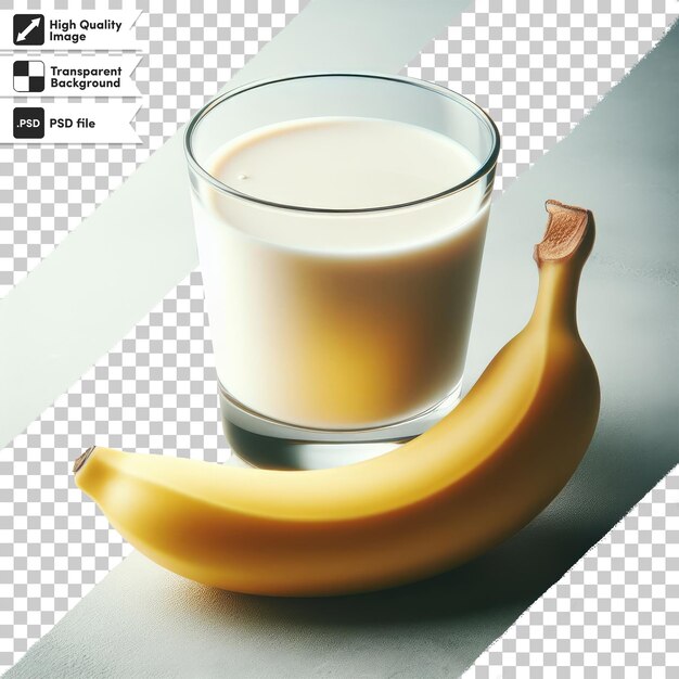 PSD psd cup of milk and banana on transparent background