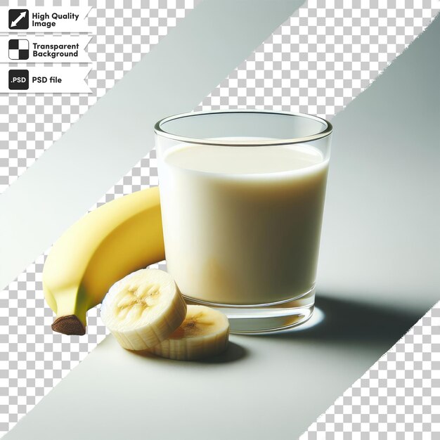 PSD psd cup of milk and banana on transparent background
