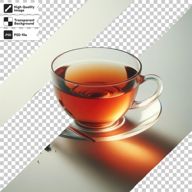 Psd cup of tea on transparent background with editable mask layer