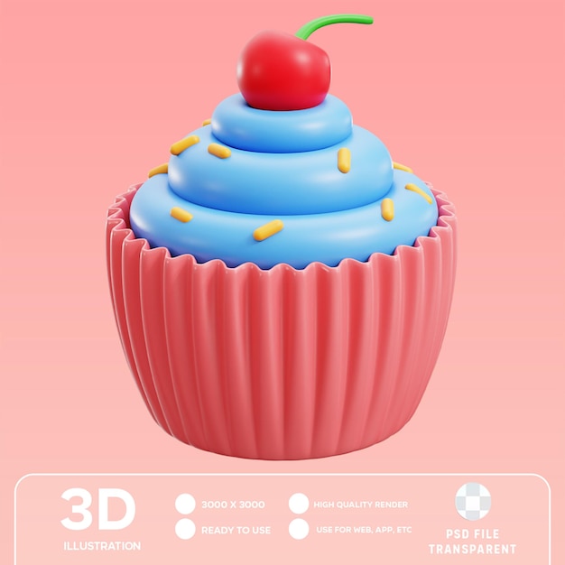 PSD psd cupcake 3d illustration