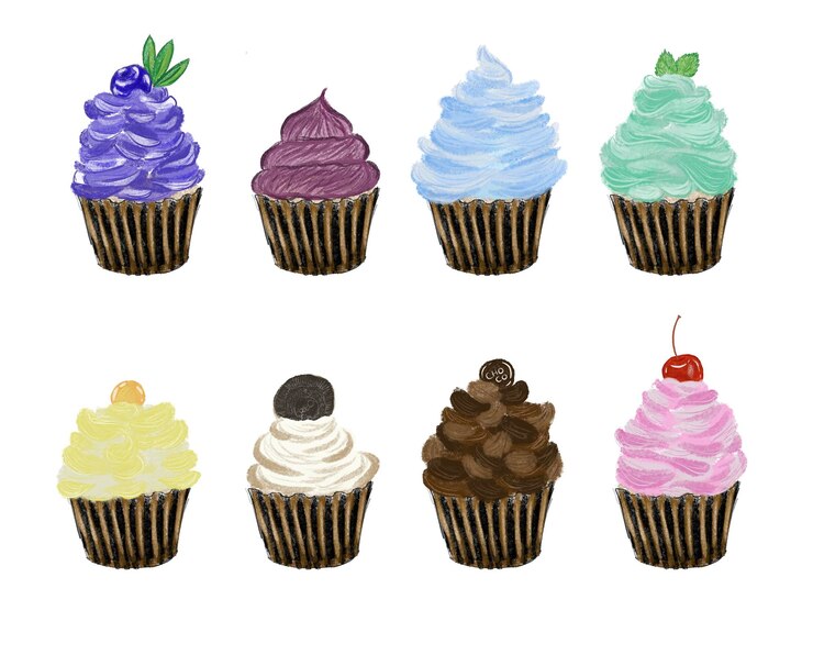 PSD psd cupcake deser akwarela