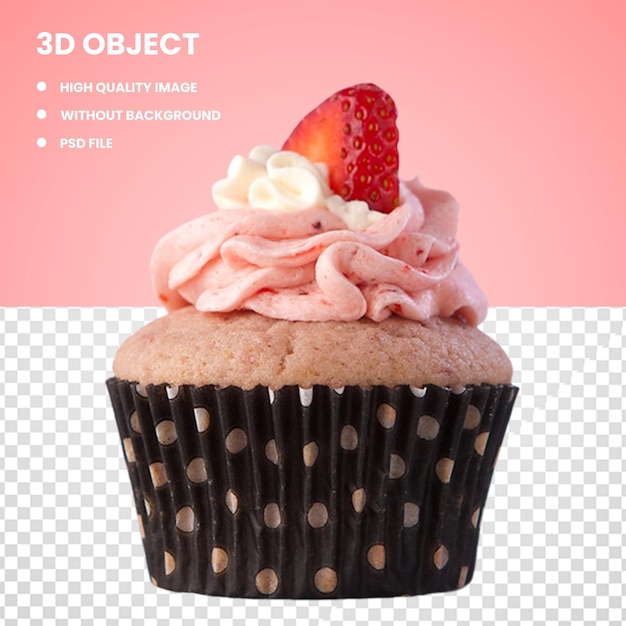 イチゴとホイップクリームのPSDカップケーキ