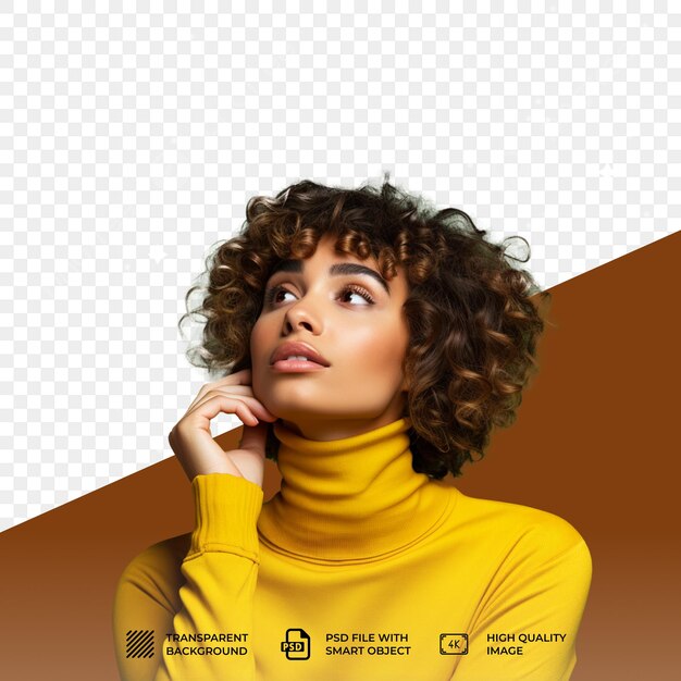 PSD psd curly hair woman isolated on transparent background